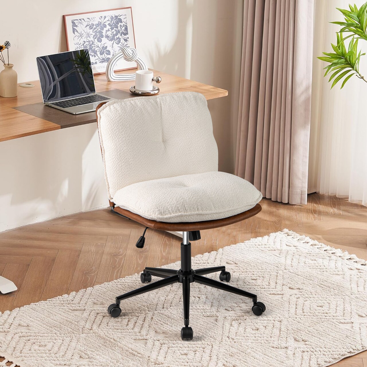 Ergonomic Office Chair with Rocking Backrest Swivel Seat Adjustable Height for Home Office